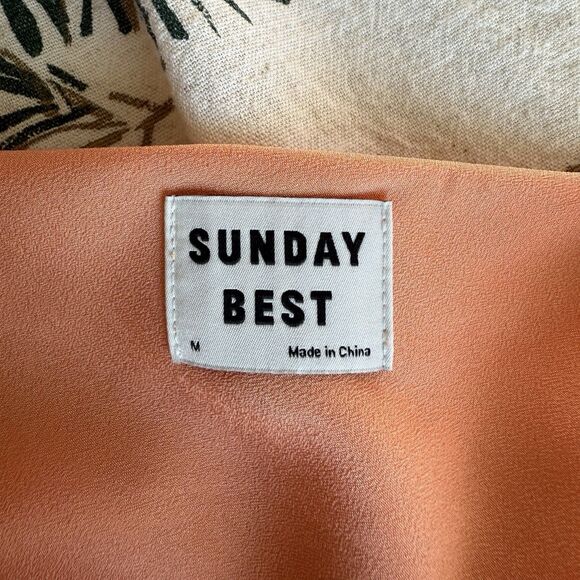 Aritzia Sunday Best Quaint Midi Dress M Sunny Apricot Linen Coquette Sheath - Picture 3 of 10